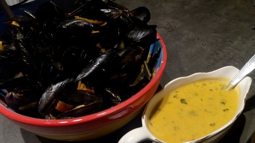 Moules à la crème épicée